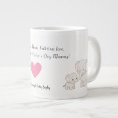 Personalisiertes Baby & Mutter Elefant mit Herz - Jumbo-Tasse (Vorderseite Rechts)