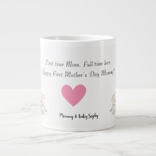 Personalisiertes Baby & Mutter Elefant mit Herz - Jumbo-Tasse
