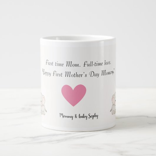 Personalisiertes Baby & Mutter Elefant mit Herz - Jumbo-Tasse (Vorderseite)