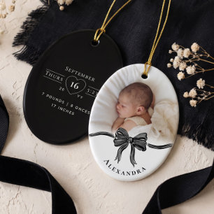 Personalisiertes Baby-Namen-Foto-Geburtsstatistike Keramik Ornament
