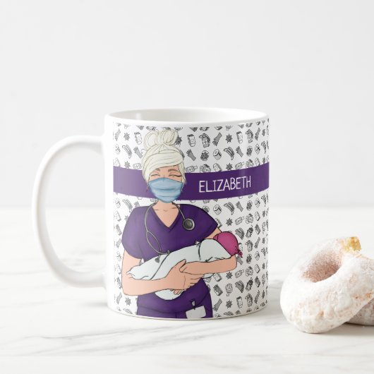 Personalisiertes Baby OB/GYN Nurse Kaffeetasse (Mit Donut)