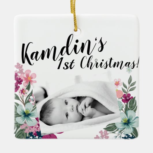 Personalisiertes Baby Ornament Tropische Blume auf (Vorderseite)