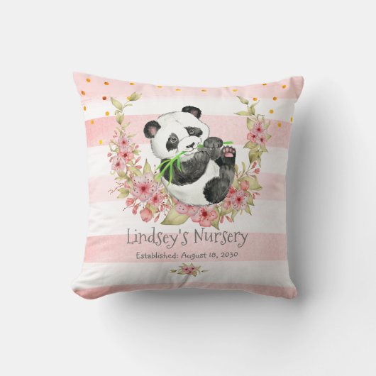 Personalisiertes Baby Panda Pink Kinderzimmer Kissen (Vorderseite)