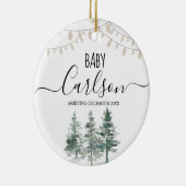 Personalisiertes Baby Reveal Schwangerschaft Pine Keramik Ornament (Rechts)