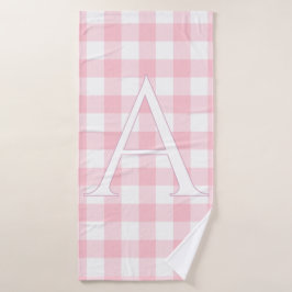 Personalisiertes Baby-Rosa-Gingham-Monogramm Badehandtuch