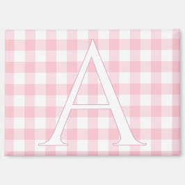 Personalisiertes Baby-Rosa-Gingham-Monogramm Magnet