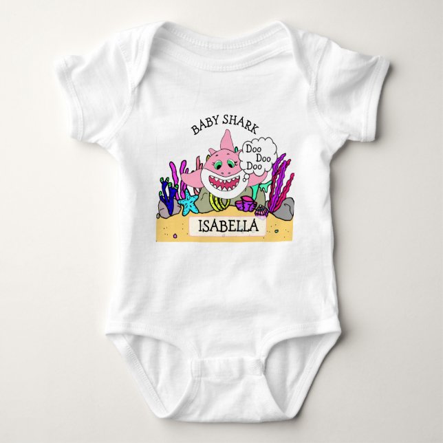 Personalisiertes Baby Shark Baby Baby Strampler (Vorderseite)