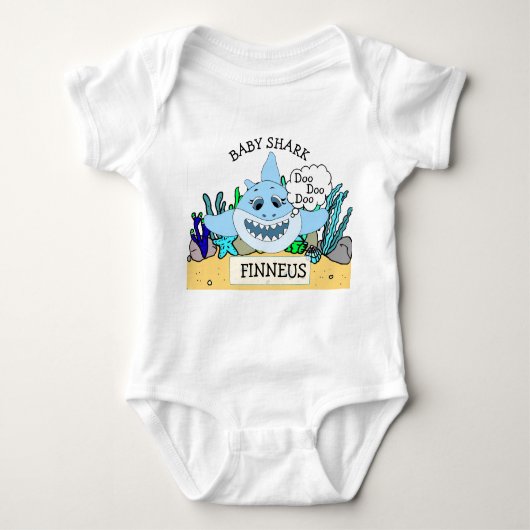 Personalisiertes Baby Shark Baby Baby Strampler (Vorderseite)
