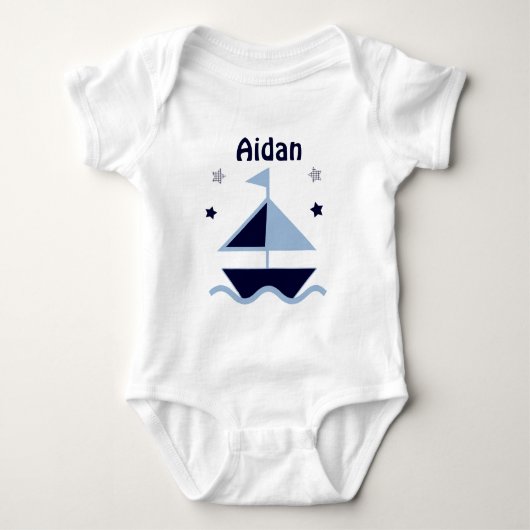 Personalisiertes Baby-Shirt "Nautical/Sailboat/Nav Baby Strampler (Vorderseite)