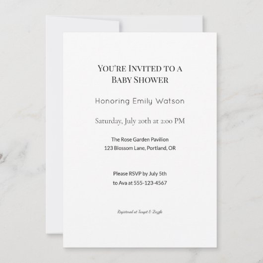 Personalisiertes Baby Sprinkle oder Duschdesign Einladung (Rückseite)