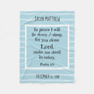 Personalisiertes Baby, w Nachtgebet (Psalm 4:8) Fleecedecke