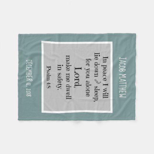 Personalisiertes Baby, w Nachtgebet (Psalm 4:8) Fleecedecke (Vorderseite (Horizontal))