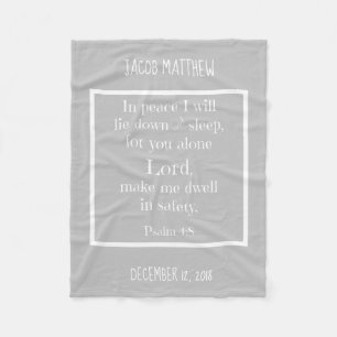 Personalisiertes Baby, w Nachtgebet (Psalm 4:8) Fleecedecke
