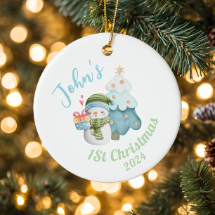 Personalisiertes Baby's 1. Weihnachten mit Foto Keramik Ornament