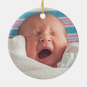 Personalisiertes Baby's 1. Weihnachtswal mit Foto Keramik Ornament (Hinten)
