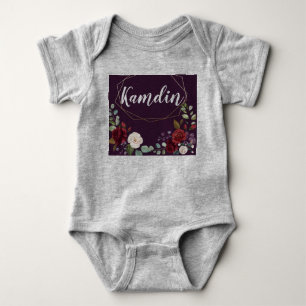 Personalisiertes Babys Body Pflaume Lila Rosen Gol Baby Strampler