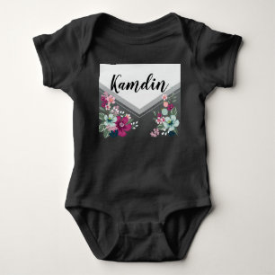 Personalisiertes Babys Body Tropische Blumen auf B Baby Strampler