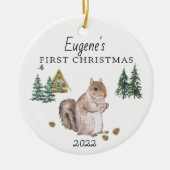 Personalisiertes Babys erste Weihnachtsdekoration Keramik Ornament (Vorne)