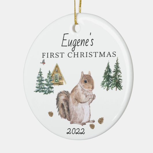 Personalisiertes Babys erste Weihnachtsdekoration Keramik Ornament (Links)