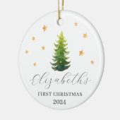 Personalisiertes Baby's erstes Weihnachtsbaum Keramik Ornament (Links)