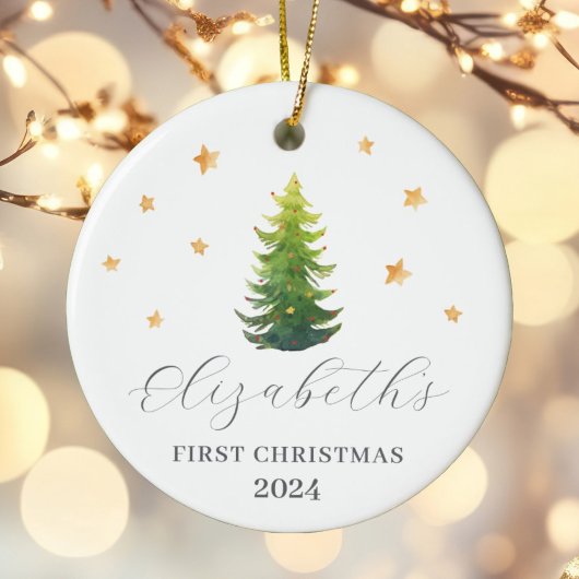 Personalisiertes Baby's erstes Weihnachtsbaum Keramik Ornament