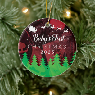 Personalisiertes Baby's First Christmas 2025 Keramik Ornament