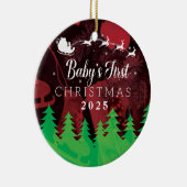 Personalisiertes Baby's First Christmas 2025 Keramik Ornament (Rechts)