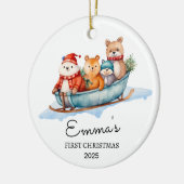 Personalisiertes Baby's First Christmas, Bärengesc Keramik Ornament (Links)