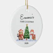 Personalisiertes Baby's First Christmas, Bärengesc Keramik Ornament (Rechts)