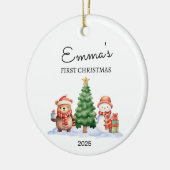 Personalisiertes Baby's First Christmas, Bärengesc Keramik Ornament (Links)
