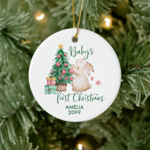 Personalisiertes Baby's First Christmas Bunny Orna Keramik Ornament