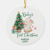 Personalisiertes Baby's First Christmas Bunny Orna Keramik Ornament (Vorne)