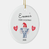 Personalisiertes Baby's First Christmas, Elefanten Keramik Ornament (Rechts)