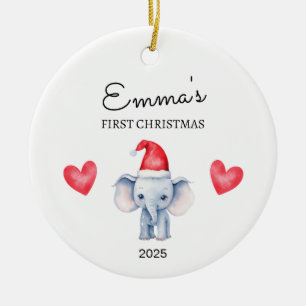 Personalisiertes Baby's First Christmas, Elefanten Keramik Ornament