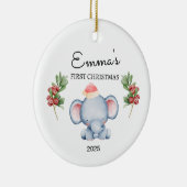 Personalisiertes Baby's First Christmas, Elefanten Keramik Ornament (Rechts)