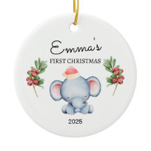 Personalisiertes Baby's First Christmas, Elefanten