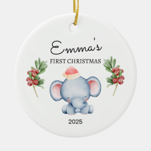 Personalisiertes Baby's First Christmas, Elefanten Keramik Ornament