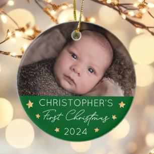 Personalisiertes Baby's First Christmas Foto Keramik Ornament