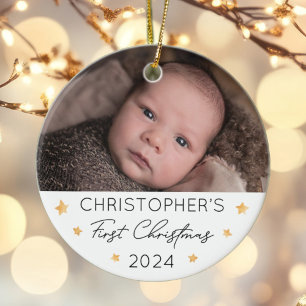 Personalisiertes Baby's First Christmas Foto Keramik Ornament