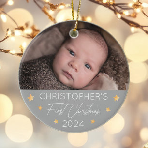 Personalisiertes Baby's First Christmas Foto Keramik Ornament