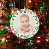 Personalisiertes Baby's First Christmas Foto Keramik Ornament