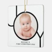 Personalisiertes Baby's First Christmas Foto Keramikornament (Links)