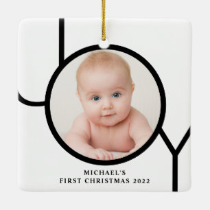 Personalisiertes Baby's First Christmas Foto Keramikornament