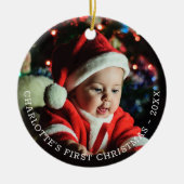 Personalisiertes Baby's First Christmas Foto Templ Keramik Ornament (Vorne)