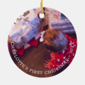 Personalisiertes Baby's First Christmas Foto Templ Keramik Ornament (Hinten)