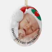 Personalisiertes Baby's First Christmas Foto Templ Keramikornament (Rechts)