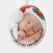 Personalisiertes Baby's First Christmas Foto Templ Keramikornament (Links)