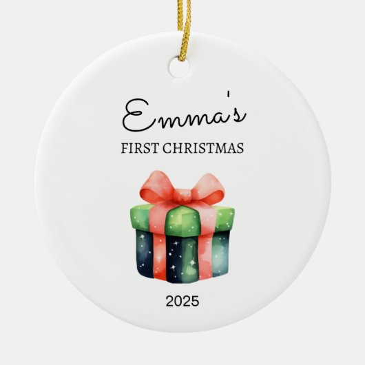 Personalisiertes Baby's First Christmas, Geschenk  Keramik Ornament (Vorne)