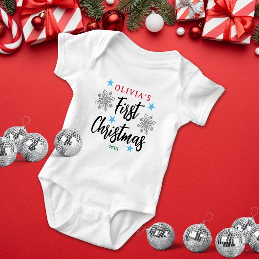 Personalisiertes Baby's First Christmas Holiday Baby Strampler