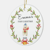 Personalisiertes Baby's First Christmas, Icebear G Keramik Ornament (Links)